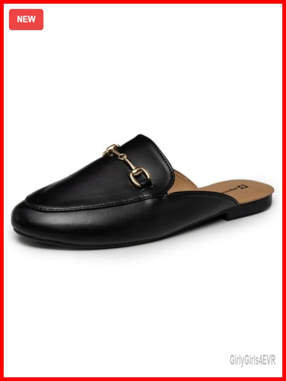 Faux Leather Mule Loafers Round Toe Slip-On Flat Business Casual Shoes